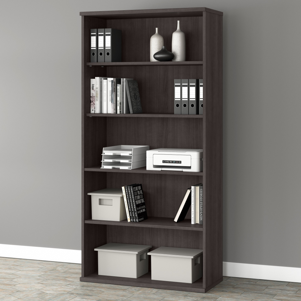 Shop Bush Business Furniture Studio A Tall 5 Shelf Bookcase, Image 02, SDB7236SG-Z, #color_storm gray