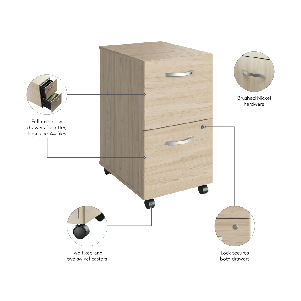 Shop Bush Business Furniture Studio C 2 Drawer Mobile File Cabinet, Image 08, SCF116NESU, #color_natural elm