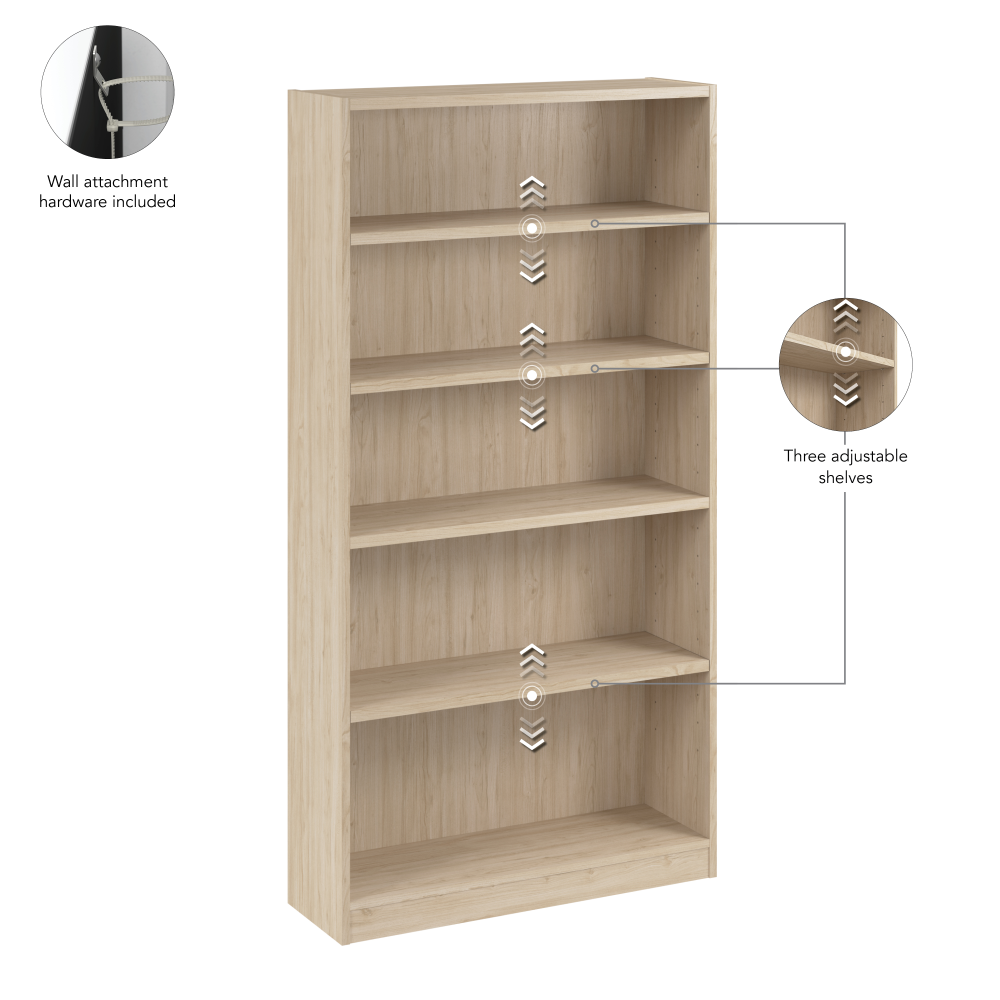 Shop Bush Business Furniture Vista Tall 5 Shelf Bookcase, Image 06, VSB12479-Z, #color_natural elm