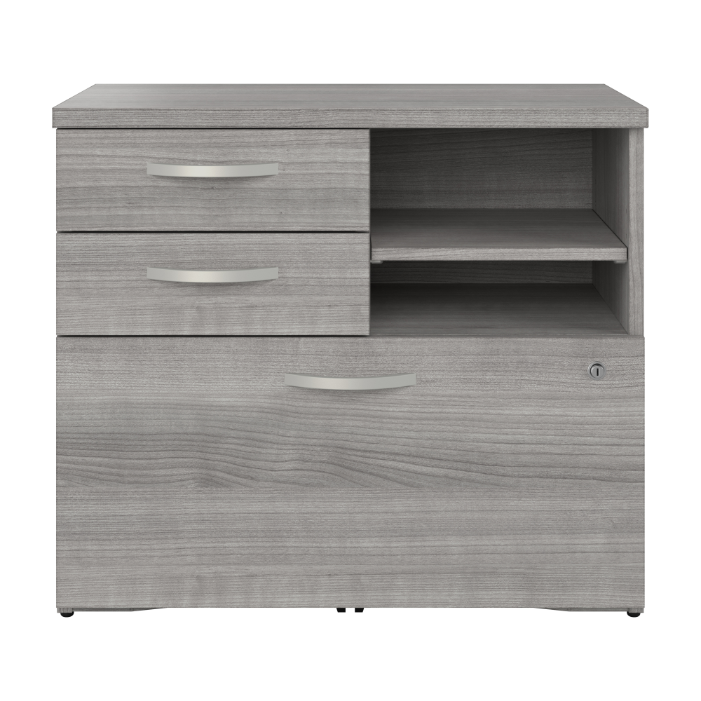 Shop Bush Business Furniture Hybrid Office Storage Cabinet with Drawers and Shelves, Image 03, HYF130PGSU-Z, #color_platinum gray