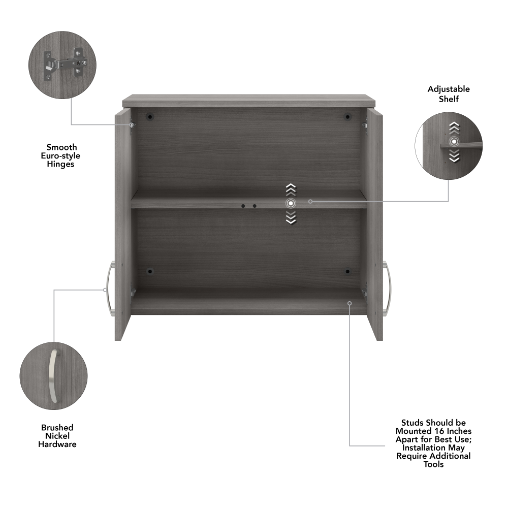 Shop Bush Business Furniture Universal Wall Cabinet with Doors and Shelves, Image 07, UNS428PG, #color_platinum gray