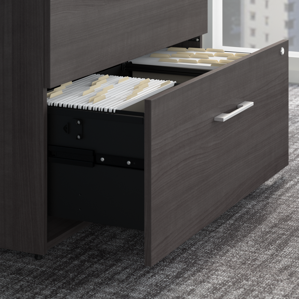 Shop Bush Business Furniture Office 500 Low Storage Cabinet with Drawers and Shelves, Image 04, OFS145SG, #color_storm gray