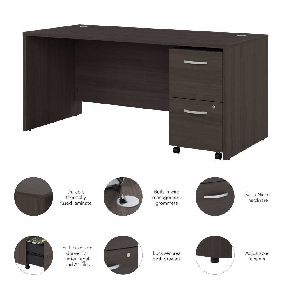 Shop Bush Business Furniture Studio C 66W x 30D Office Desk with 2 Drawer Mobile File Cabinet, Image 04, STC071SGSU, #color_storm gray