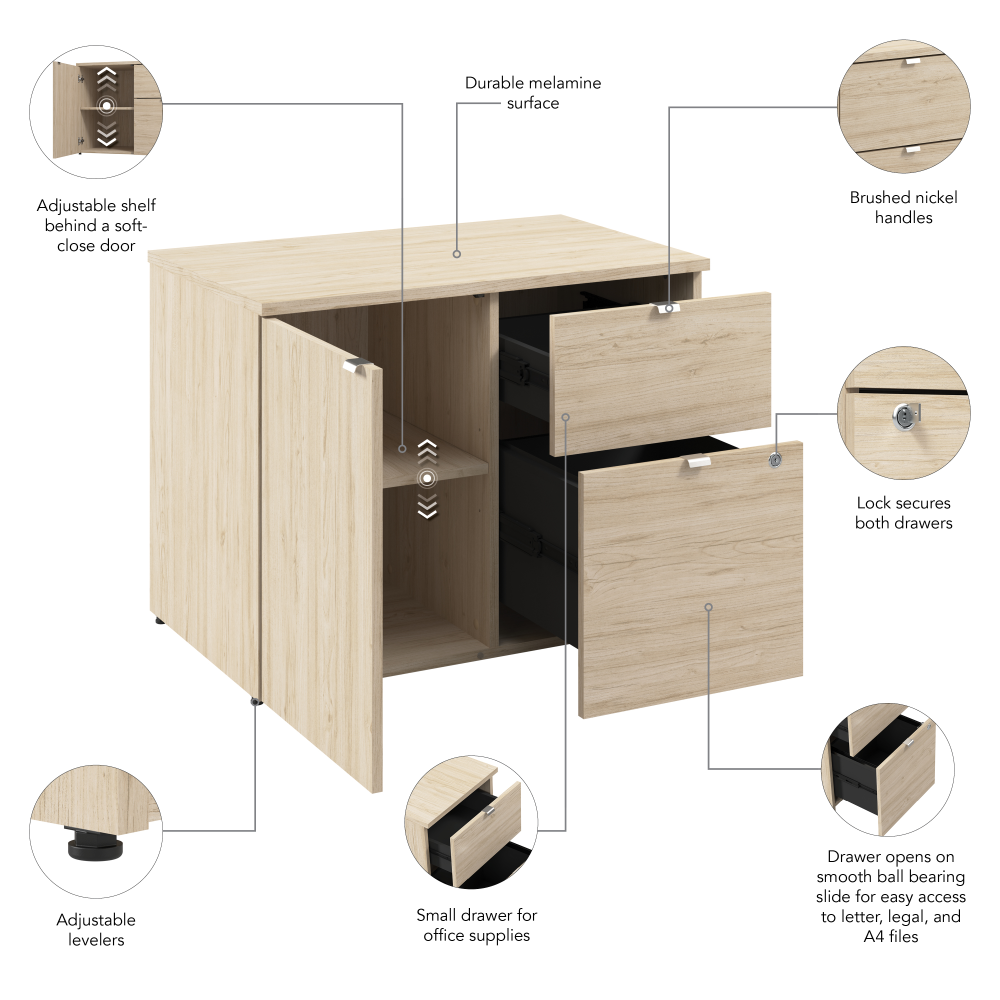 Shop Bush Business Furniture Stratus 30W Office Storage Cabinet with Drawers, Image 06, SUS130NE, #color_natural elm