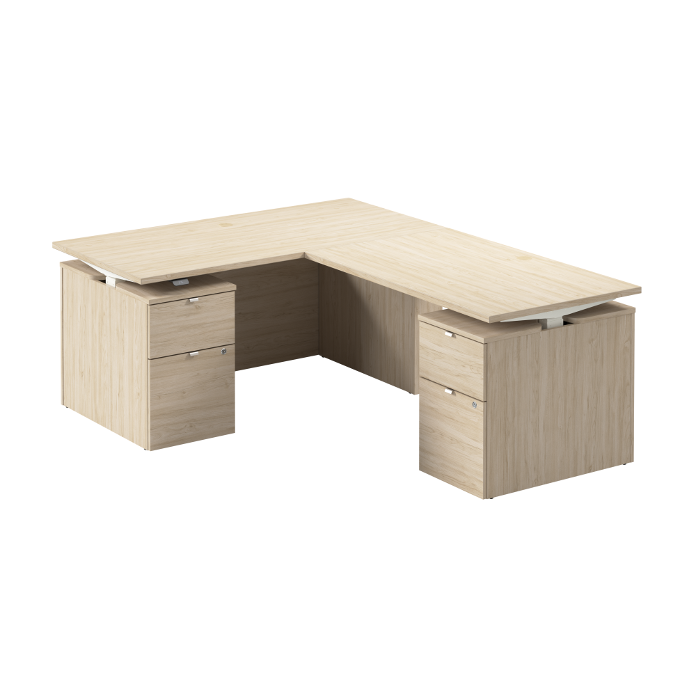 Shop Bush Business Furniture Stratus 60W x 78D Height Adjustable L Shaped Standing Desk with Drawers, Image 01, SUT017NE, #color_natural elm
