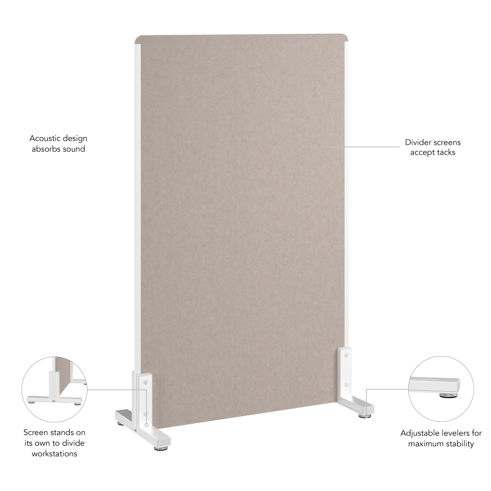 Shop Bush Business Furniture 34W x 55H Freestanding Privacy Screen, Image 05, PSP134WB-03, #color_warm beige