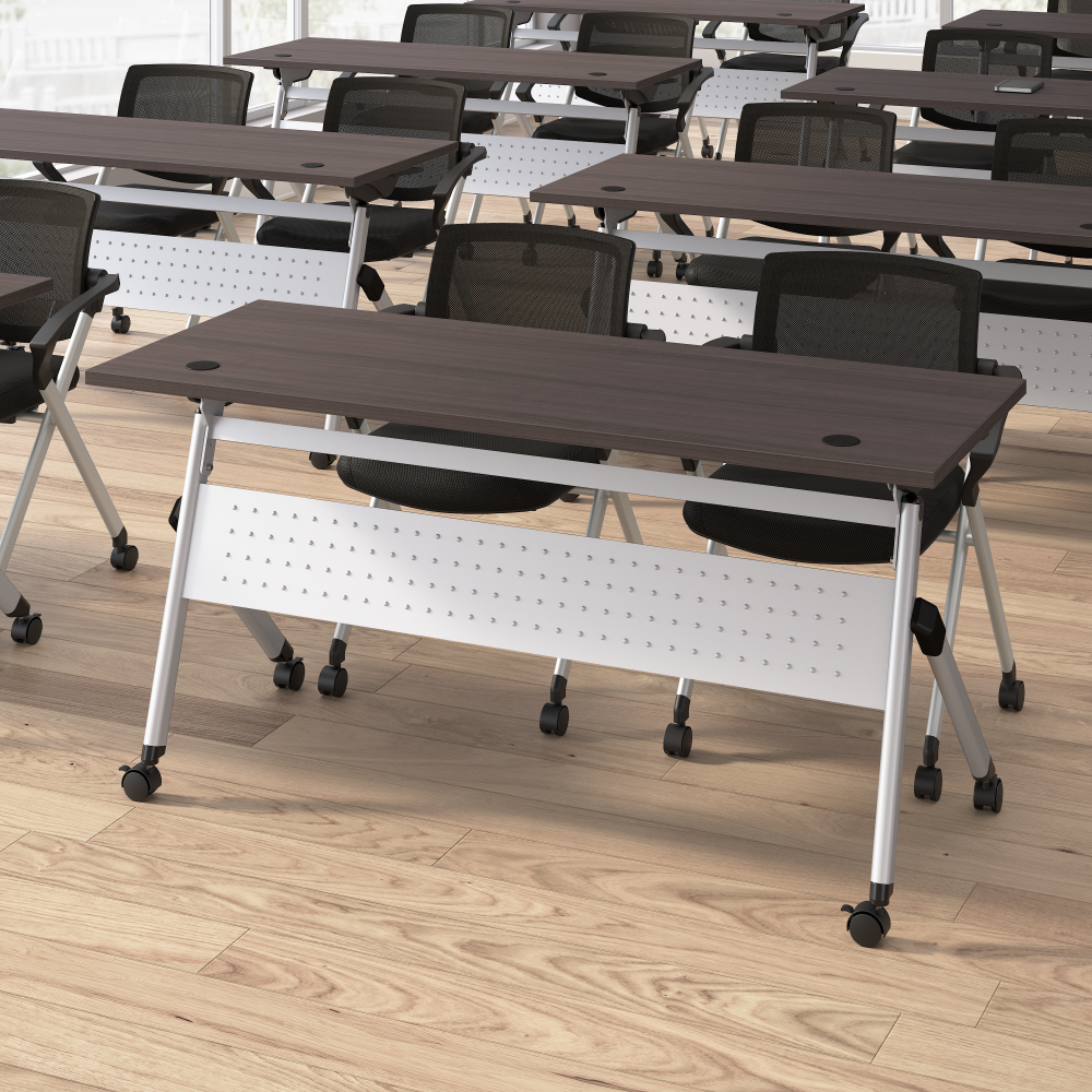 Shop Bush Business Furniture Envision 60W Folding Training Table and 2 Folding Chairs with Arms, Image 04, NVS001SG, #color_storm gray/cool gray metallic