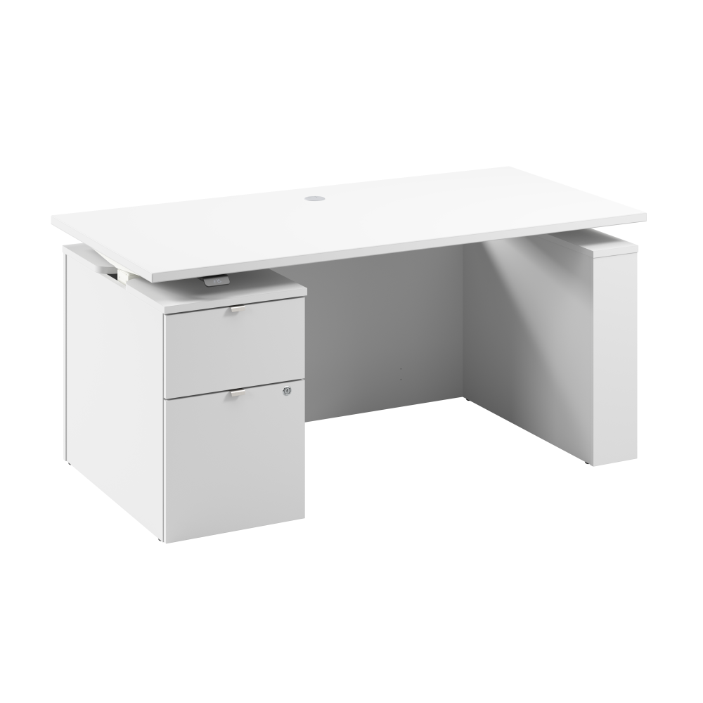 Shop Bush Business Furniture Stratus 60W x 30D Eletric Height Adjustable Standing Desk with File Cabinet, Image 01, SUT007WH, #color_white