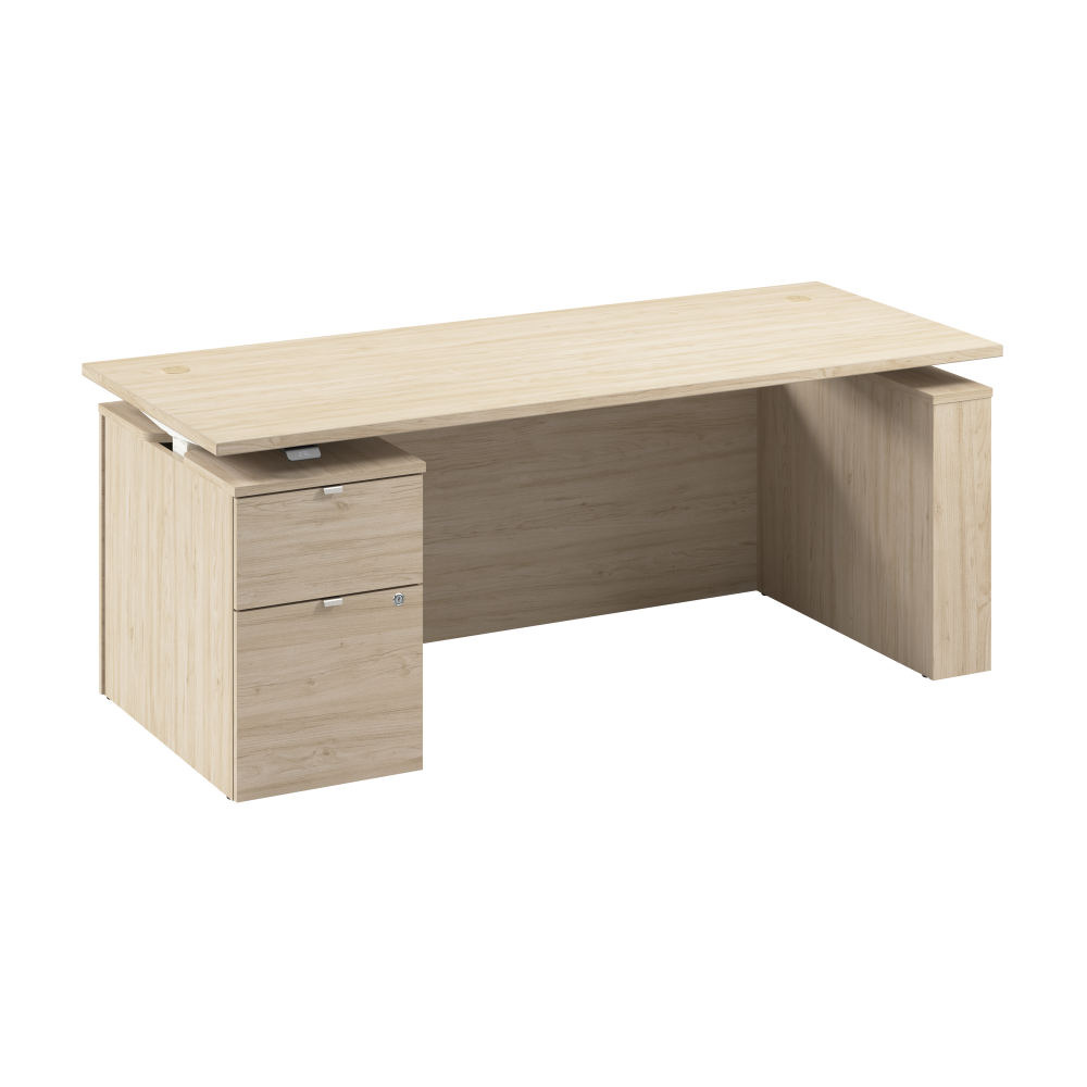 Shop Bush Business Furniture Stratus 72W x 30D Eletric Height Adjustable Standing Desk with File Cabinet, Image 01, SUT008NE, #color_natural elm