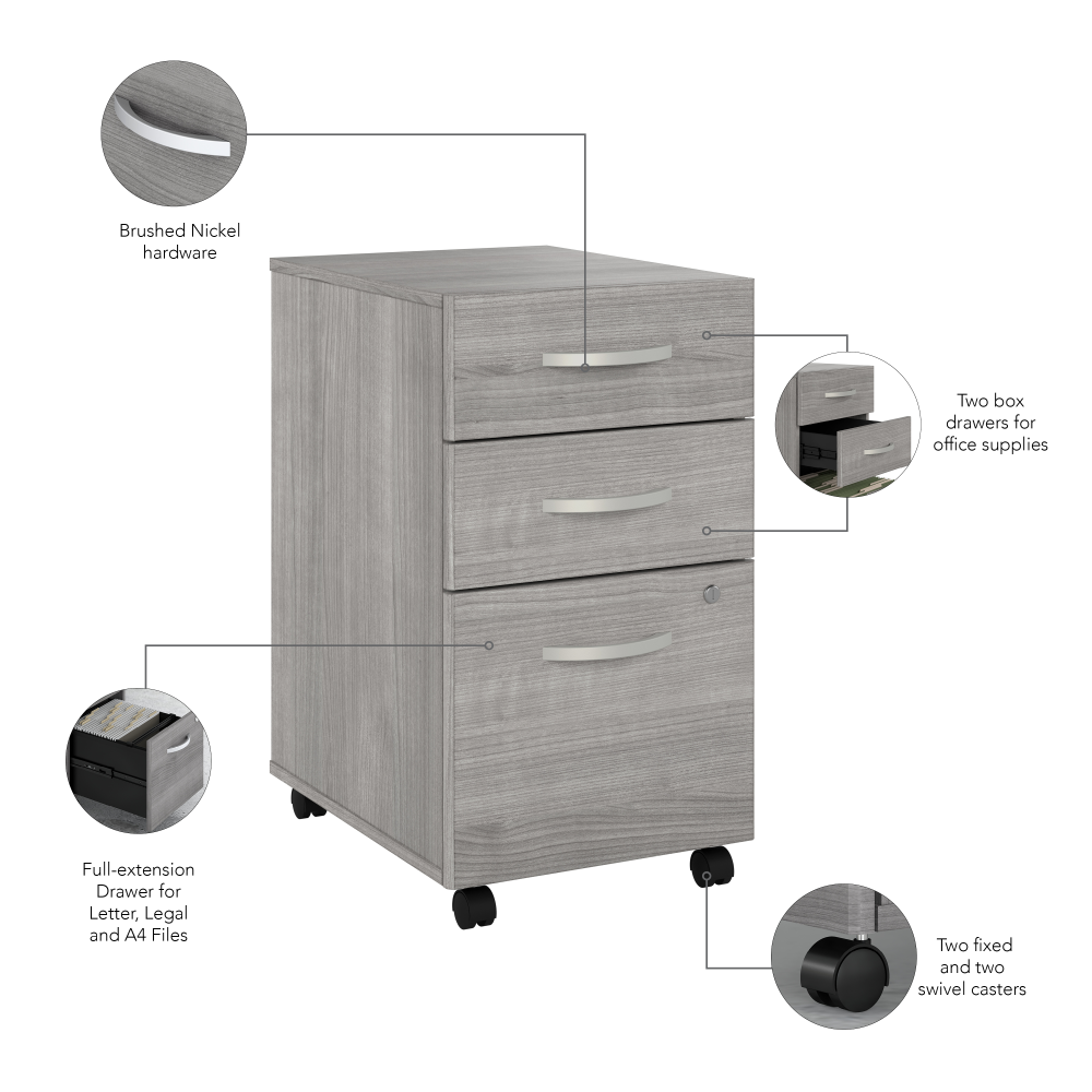 Shop Bush Business Furniture Studio A 3 Drawer Mobile File Cabinet - Assembled, Image 08, SDF216PGSU-Z, #color_platinum gray