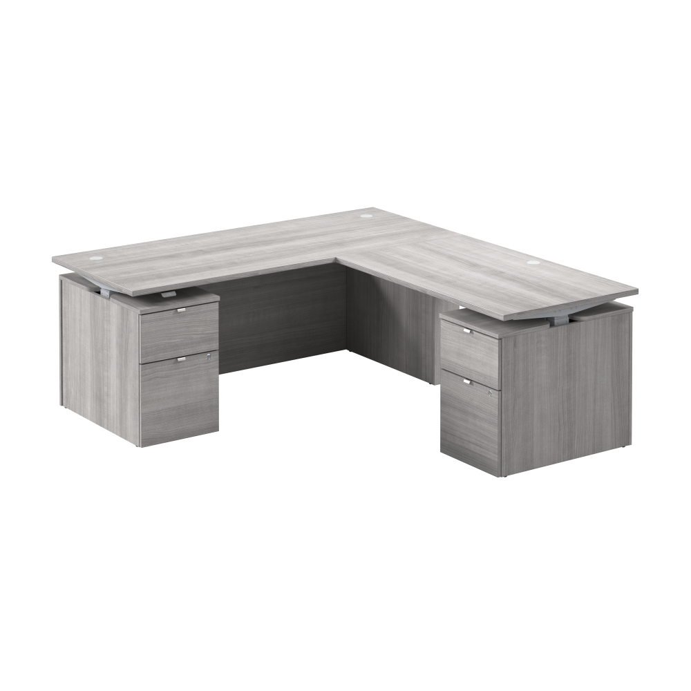 Shop Bush Business Furniture Stratus 72W x 78D Height Adjustable L Shaped Standing Desk with Drawers, Image 01, SUT018PG, #color_platinum gray