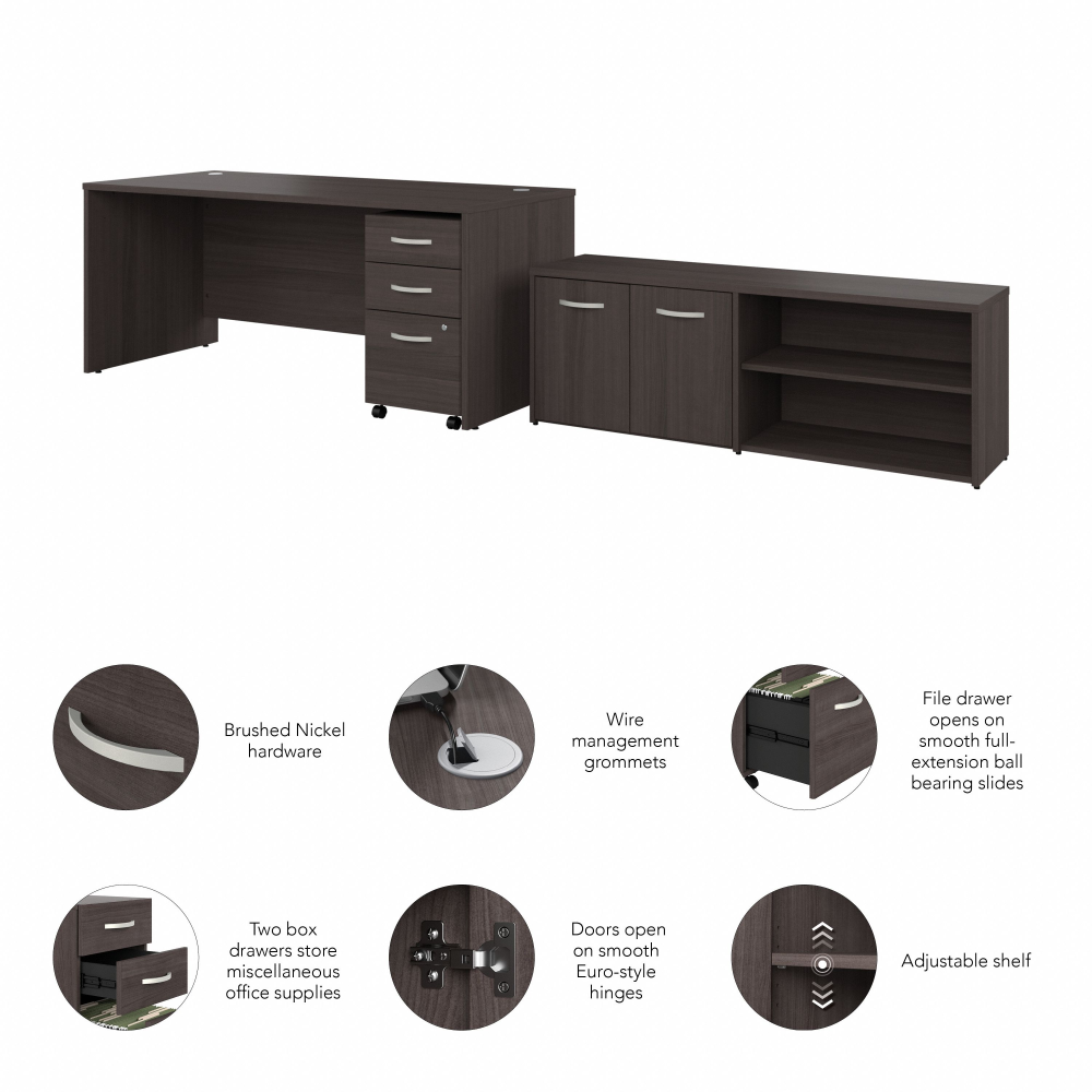 Shop Bush Business Furniture Studio C 72W x 30D Office Desk with Storage Return and Mobile File Cabinet, Image 07, STC048SGSU, #color_storm gray