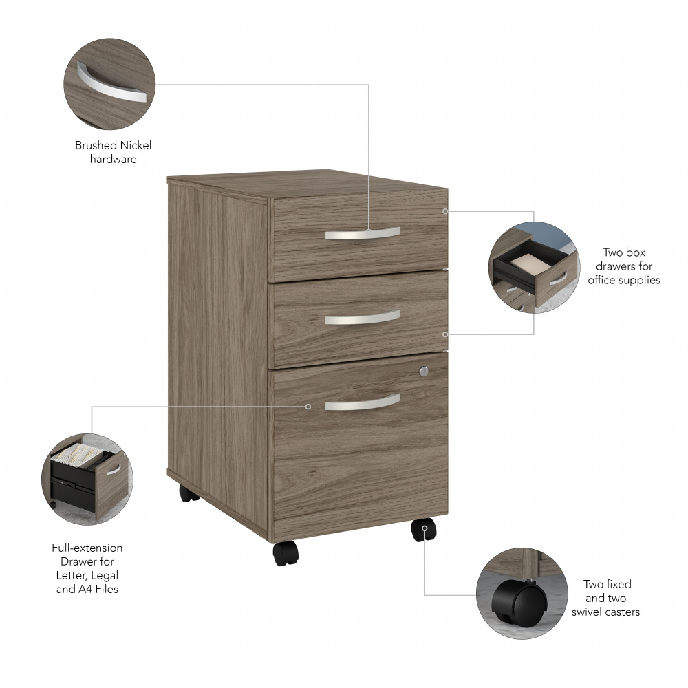 Shop Bush Business Furniture Hybrid 72W x 36D L Shaped Table Desk with 3 Drawer Mobile File Cabinet, Image 06, HYB010MHSU, #color_modern hickory