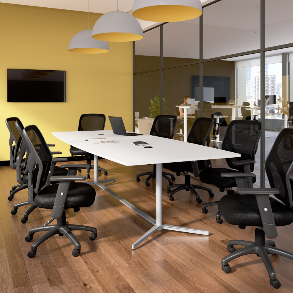 Shop Bush Business Furniture 120-inch Office Conference Table with Metal Base, Image 02, 99TBM120WHSVK, #color_white