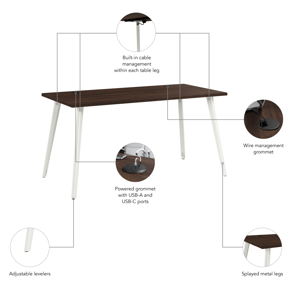 Shop Bush Business Furniture Vista 60W x 30D Computer Desk with Splayed Metal Legs, Image 06, VSD160BW, #color_black walnut