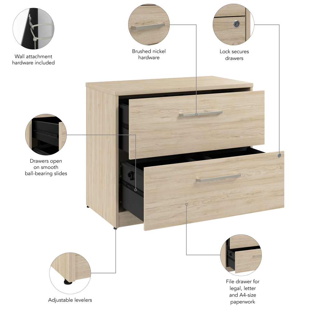 Shop Bush Business Furniture Vista 2 Drawer Lateral File Cabinet, Image 05, VSF136NESU, #color_natural elm