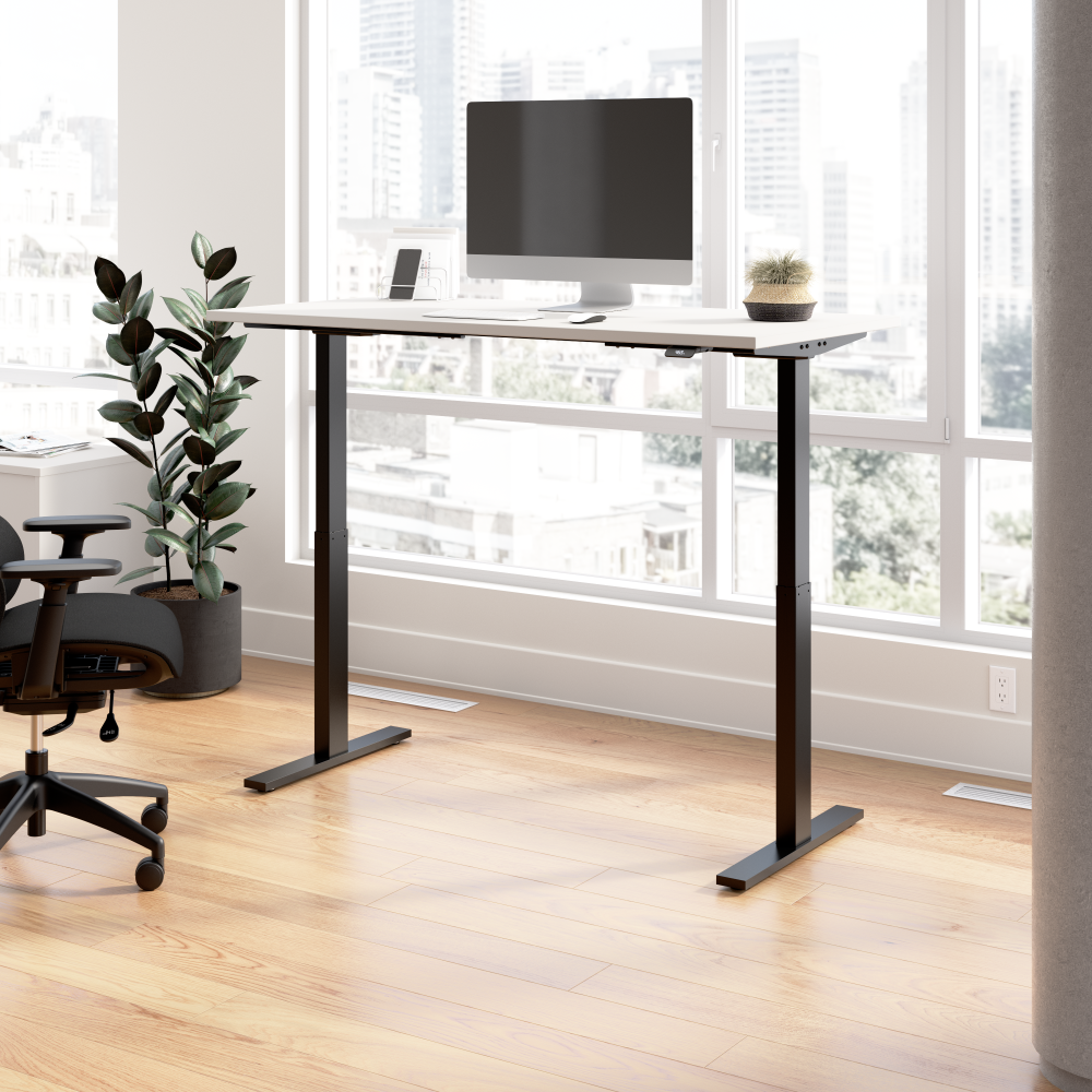 Shop Bush Business Furniture Move 60 Series 60W x 30D Electric Height Adjustable Standing Desk, Image 02, M6S6030WHBK, #color_white/black powder coat