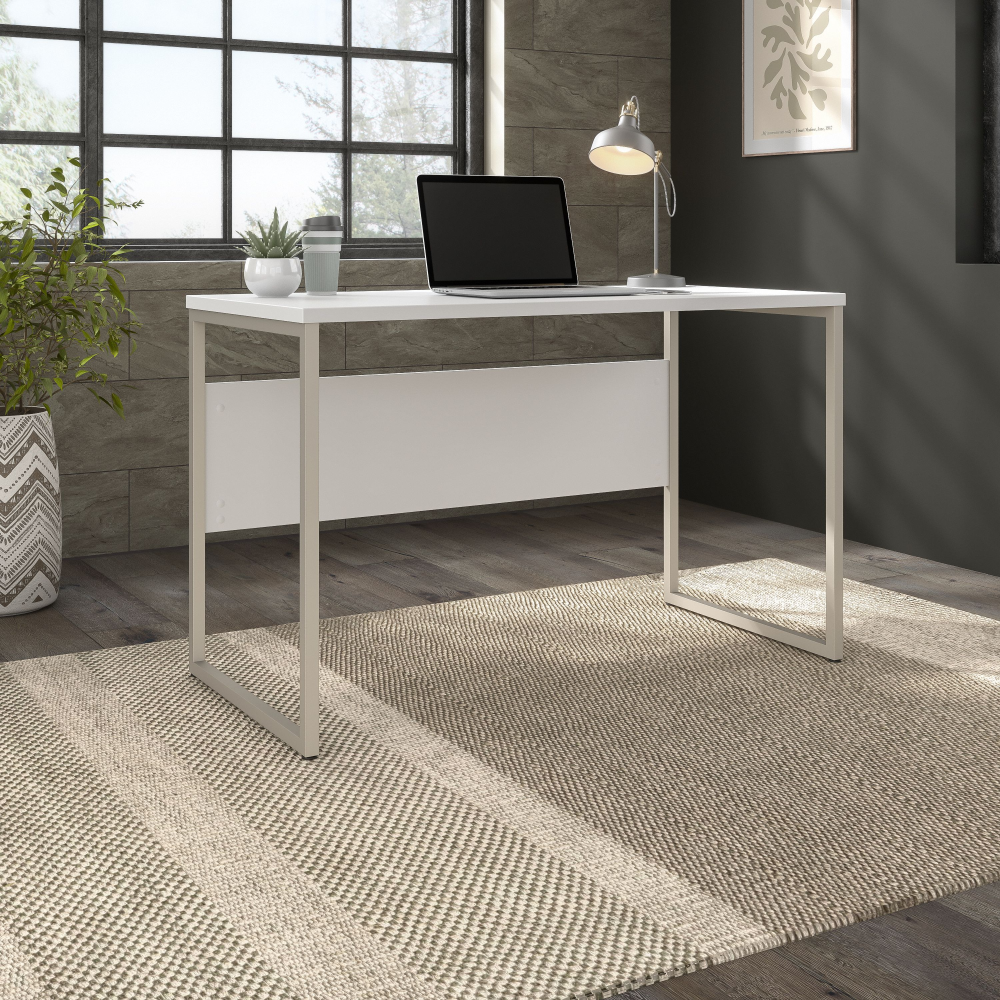 Shop Bush Business Furniture Hybrid 48W x 24D Computer Table Desk with Metal Legs, Image 02, HYD148WH, #color_white