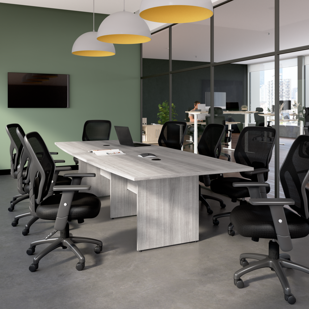 Shop Bush Business Furniture 120-inch Office Conference Table with Wood Base, Image 02, 99TB12048PGK, #color_platinum gray