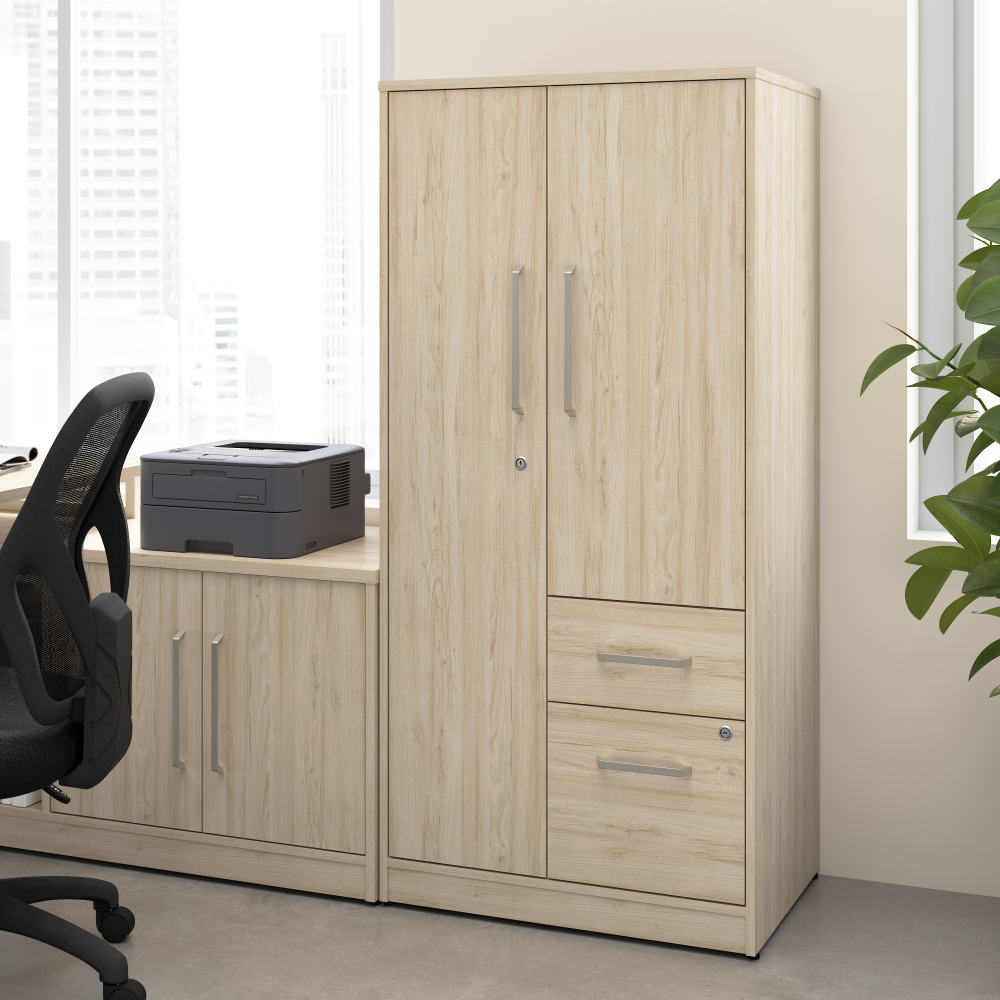 Shop Bush Business Furniture Vista Wardrobe Cabinet with Drawers, Image 02, VSS130NEK, #color_natural elm