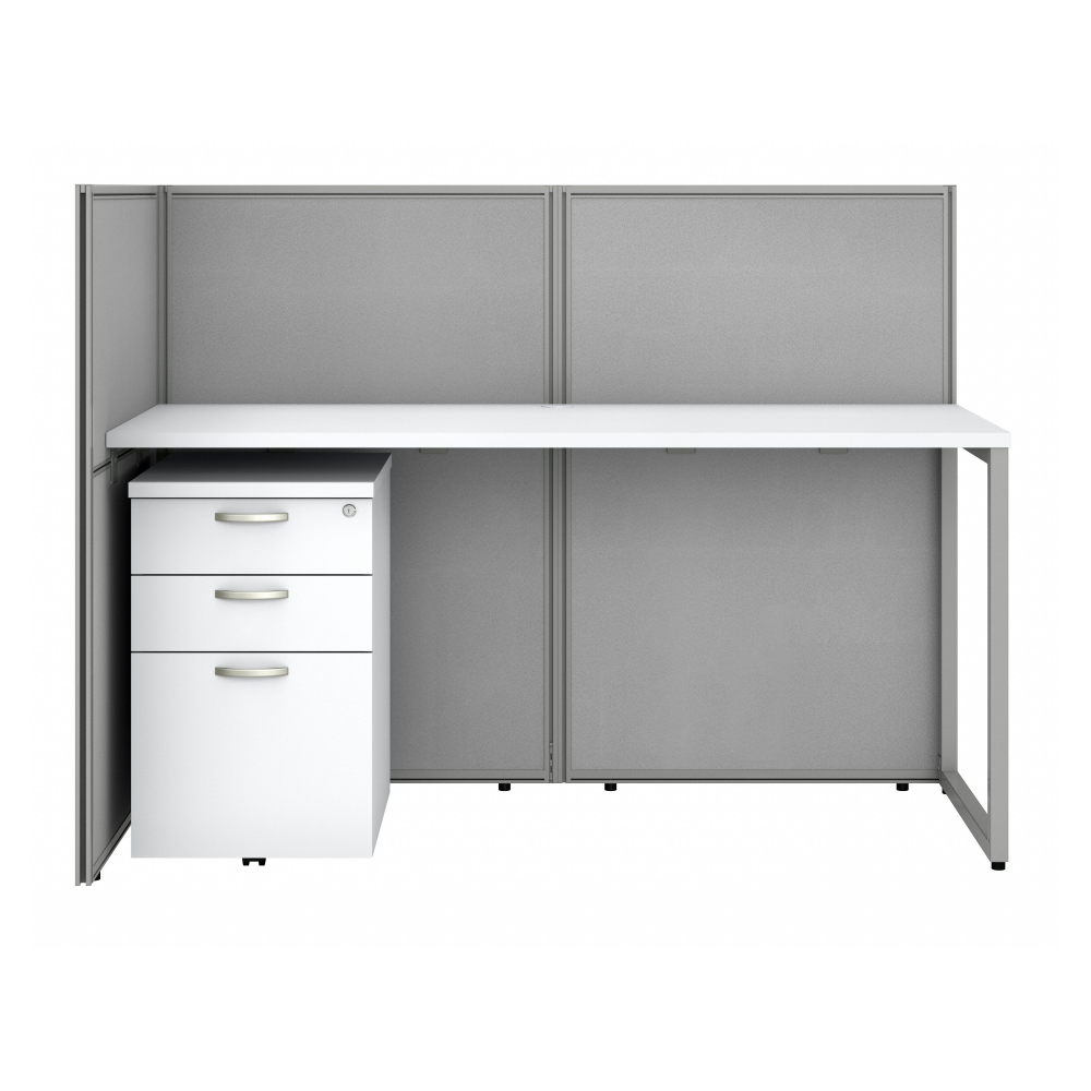 Shop Bush Business Furniture Easy Office 60W 2 Person Cubicle Desk with File Cabinets and 45H Panels, Image 03, EOD460SWH-03K, #color_pure white/silver gray fabric