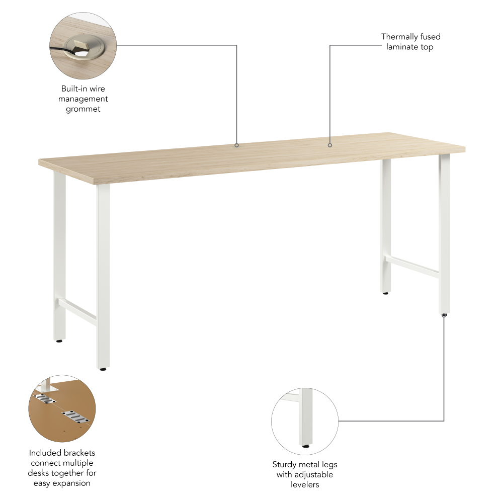 Shop Bush Business Furniture Hustle 72W x 24D Computer Desk with Metal Legs, Image 09, HUD172NE, #color_natural elm