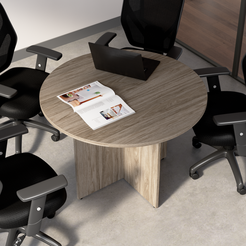Shop Bush Business Furniture 42-inch Round Conference Table with Wood Base, Image 03, 99TB42RMH, #color_modern hickory