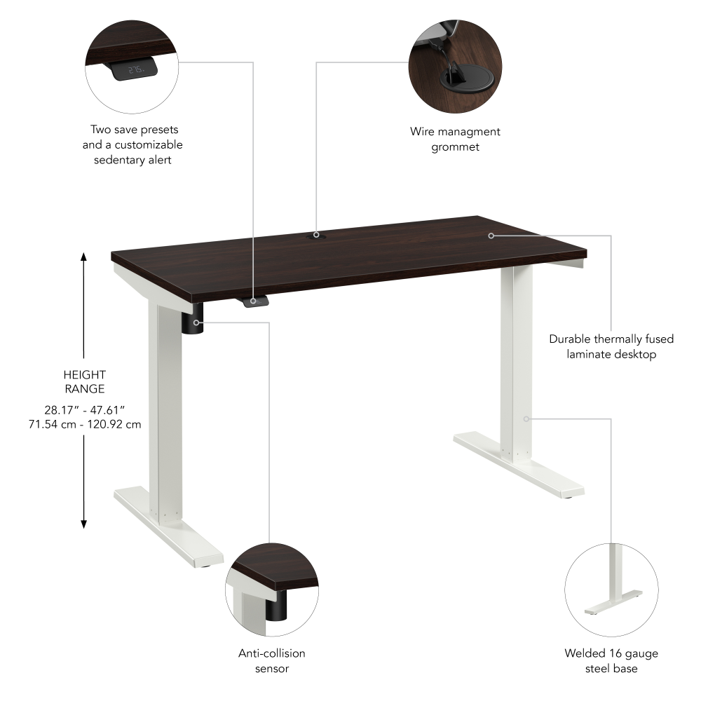 Shop Bush Business Furniture Move 40 Series 48W x 24D Electric Height Adjustable Standing Desk, Image 06, M4S4824BWWK, #color_black walnut/white powder coat