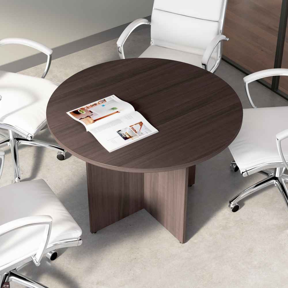 Shop Bush Business Furniture 42-inch Round Conference Table with Wood Base, Image 03, 99TB42RSG, #color_storm gray