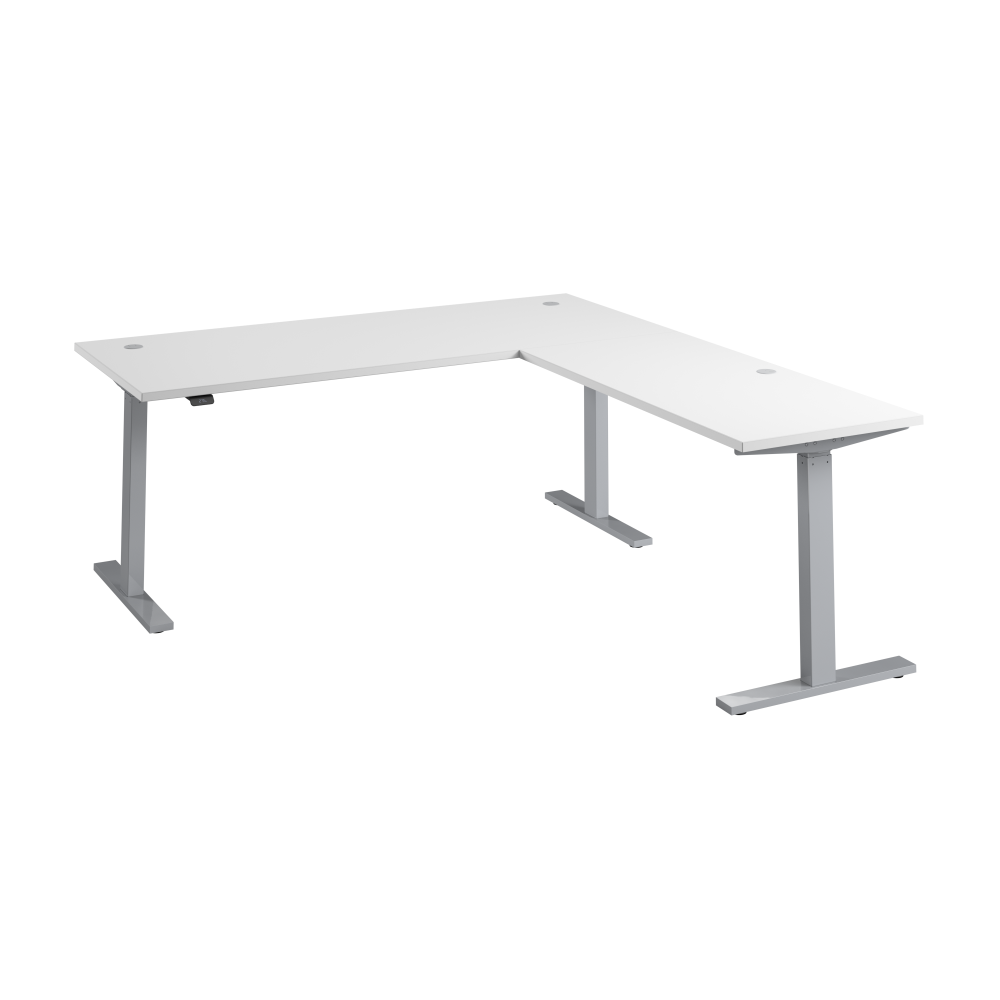 Shop Bush Business Furniture Move 60 Series 72W Height Adjustable L Shaped Standing Desk, Image 01, M6SL7278WHSK, #color_white/cool gray metallic