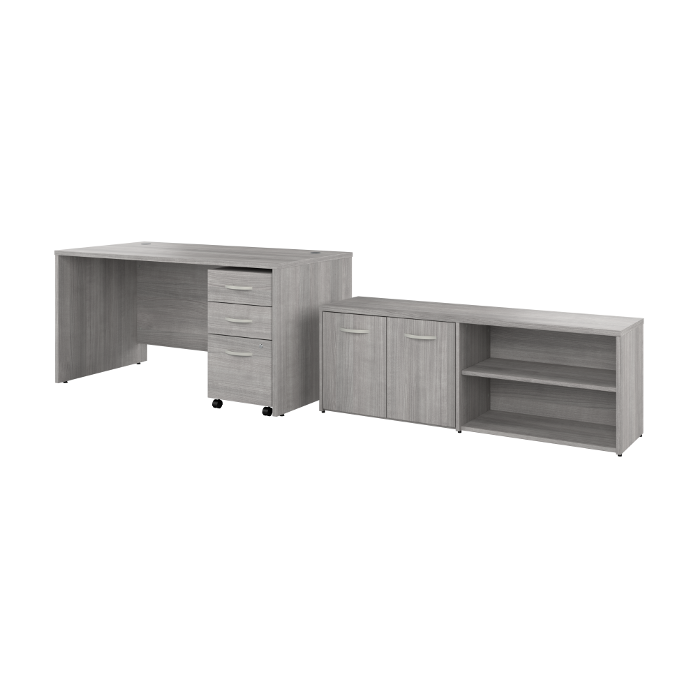 Shop Bush Business Furniture Studio C 60W x 30D Office Desk with Storage Return and Mobile File Cabinet, Image 01, STC042PGSU, #color_platinum gray