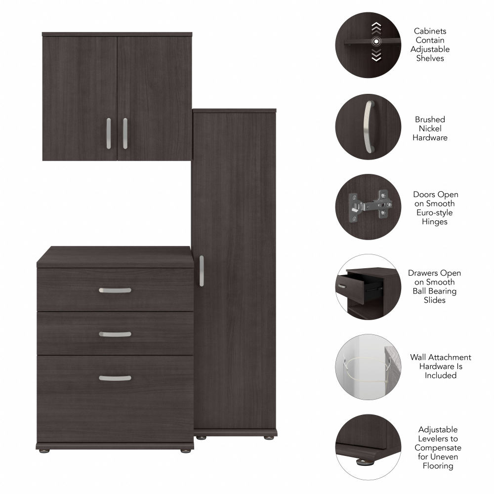 Shop Bush Business Furniture Universal 44W 3 Piece Modular Storage Set with Floor and Wall Cabinets, Image 06, UNS005SG, #color_storm gray