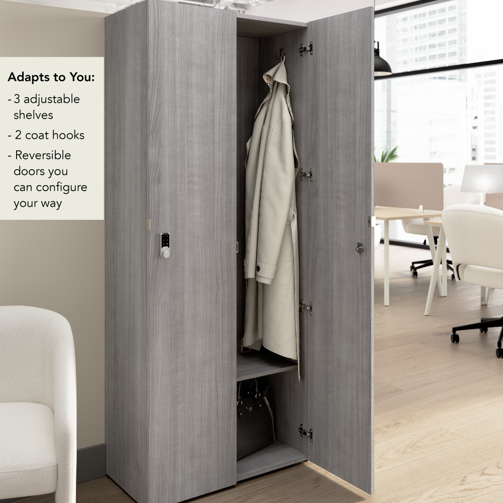 Shop Bush Business Furniture Assure Single Tier 2 Door Storage Locker with Keypad Locks, Image 05, AUS230PGK, #color_platinum gray
