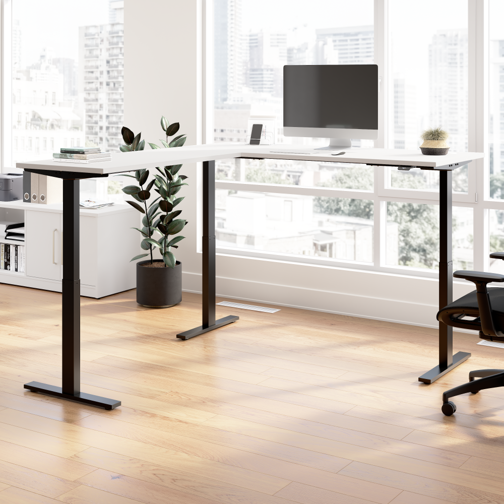Shop Bush Business Furniture Move 60 Series 72W Height Adjustable L Shaped Standing Desk, Image 02, M6SL7278WHBK, #color_white/black powder coat