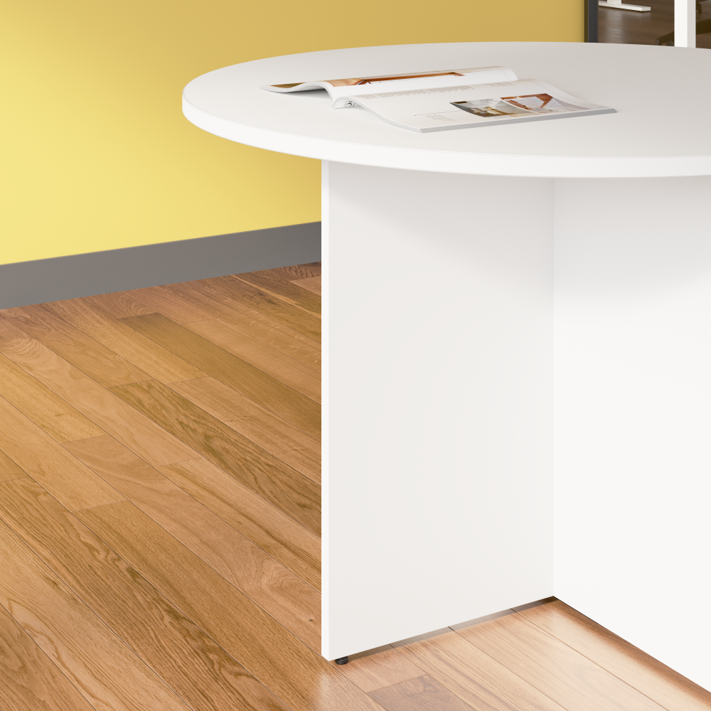 Shop Bush Business Furniture 42-inch Round Conference Table with Wood Base, Image 04, 99TB42RWH, #color_white