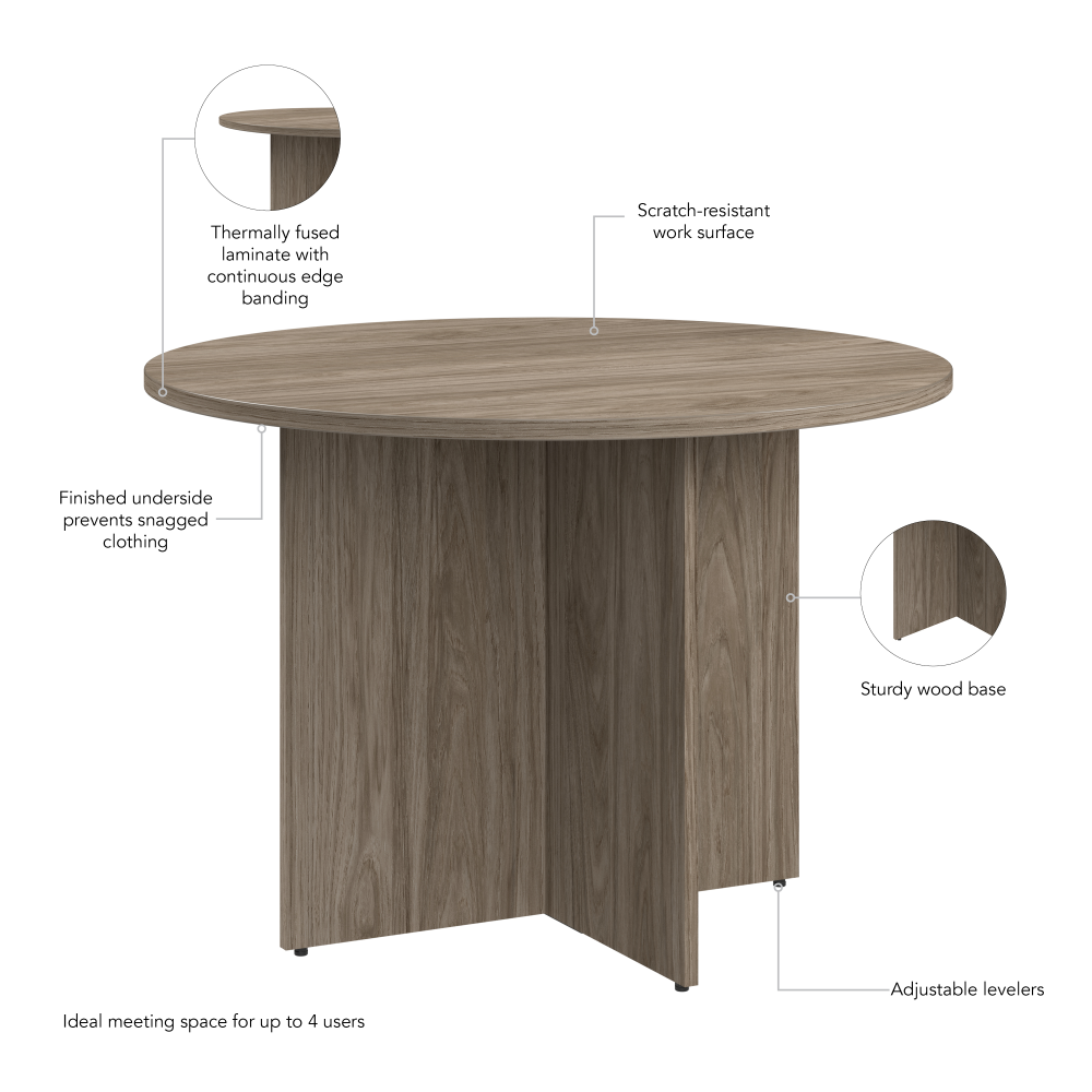 Shop Bush Business Furniture 42-inch Round Conference Table with Wood Base, Image 05, 99TB42RMH, #color_modern hickory