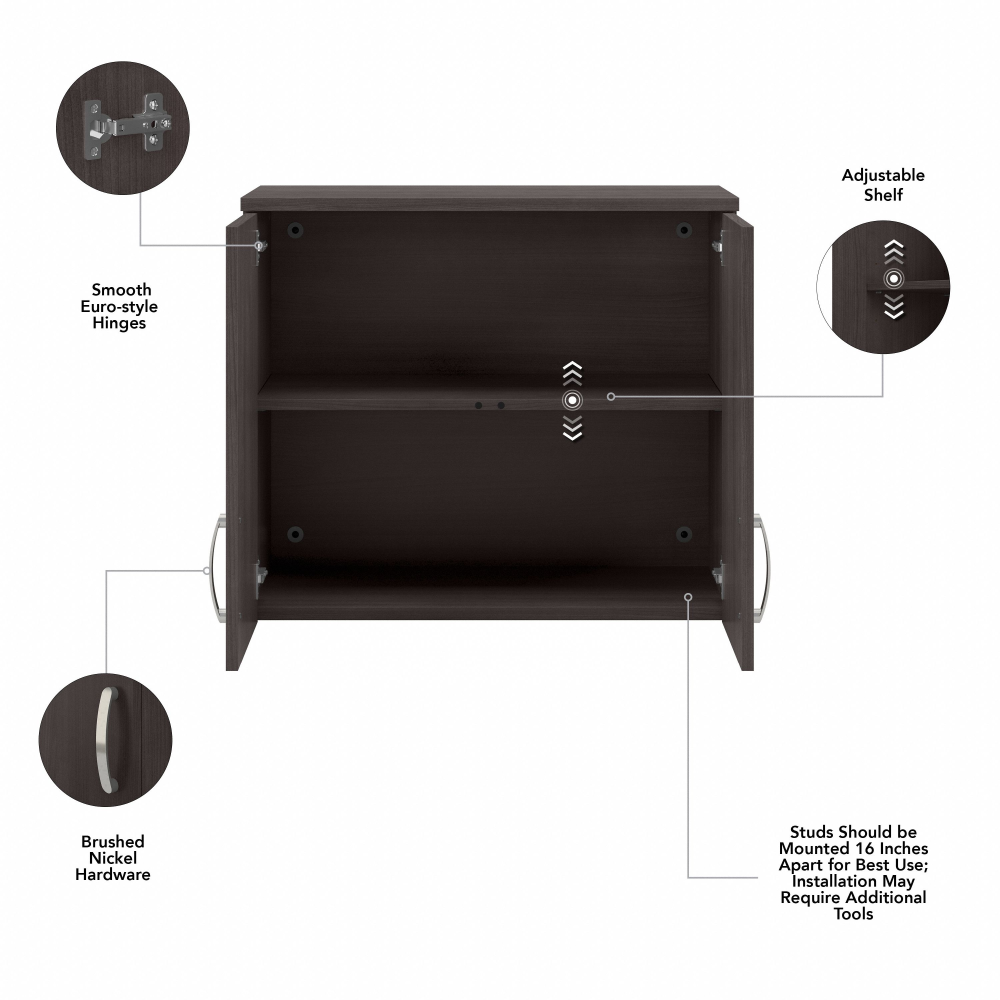 Shop Bush Business Furniture Universal Wall Cabinet with Doors and Shelves, Image 07, UNS428SG, #color_storm gray