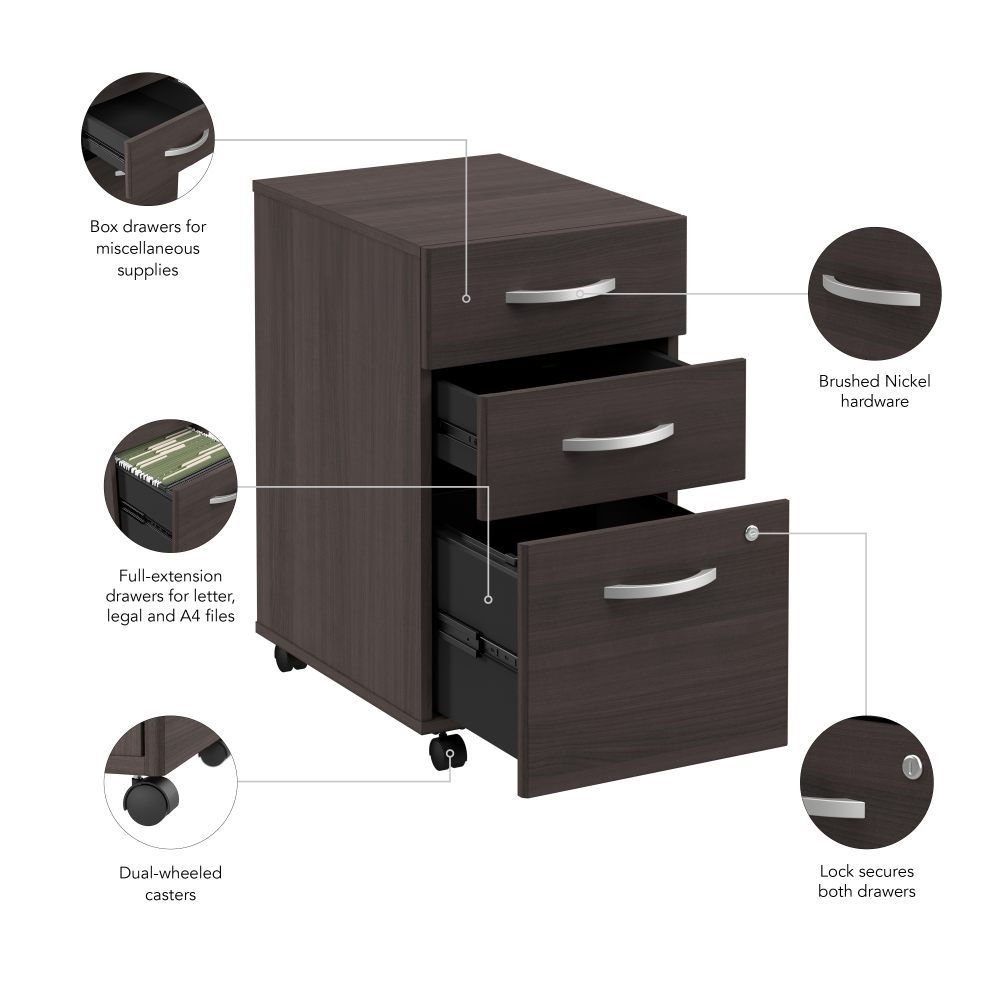 Shop Bush Business Furniture Arrive 3 Drawer Mobile File Cabinet - Assembled, Image 08, ARF116SG-Z, #color_storm gray