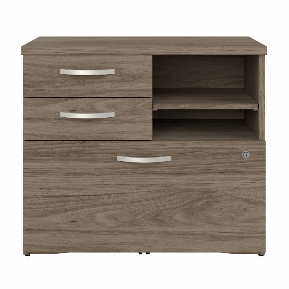 Shop Bush Business Furniture Hybrid Office Storage Cabinet with Drawers and Shelves, Image 03, HYF130MHSU-Z, #color_modern hickory
