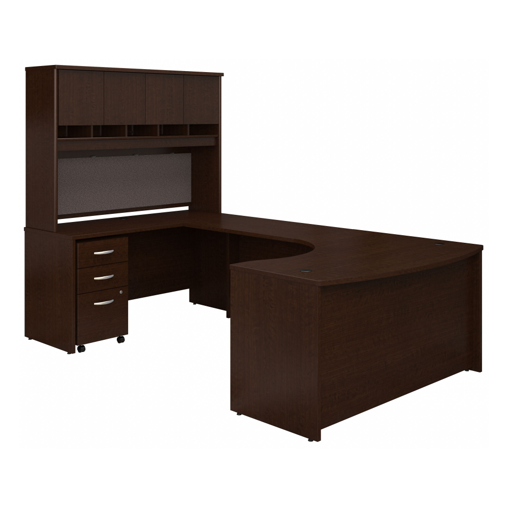 Shop Bush Business Furniture Series C 60W Left Handed Bow Front U Shaped Desk with Hutch and Storage, Image 01, SRC093MRSU, #color_mocha cherry