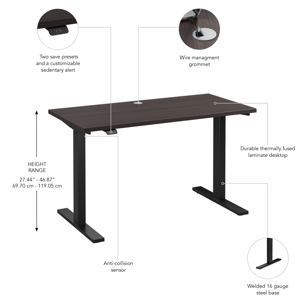 Shop Bush Business Furniture Move 60 Series 48W x 24D Electric Height Adjustable Standing Desk, Image 06, M6S4824SGBK, #color_storm gray/black powder coat