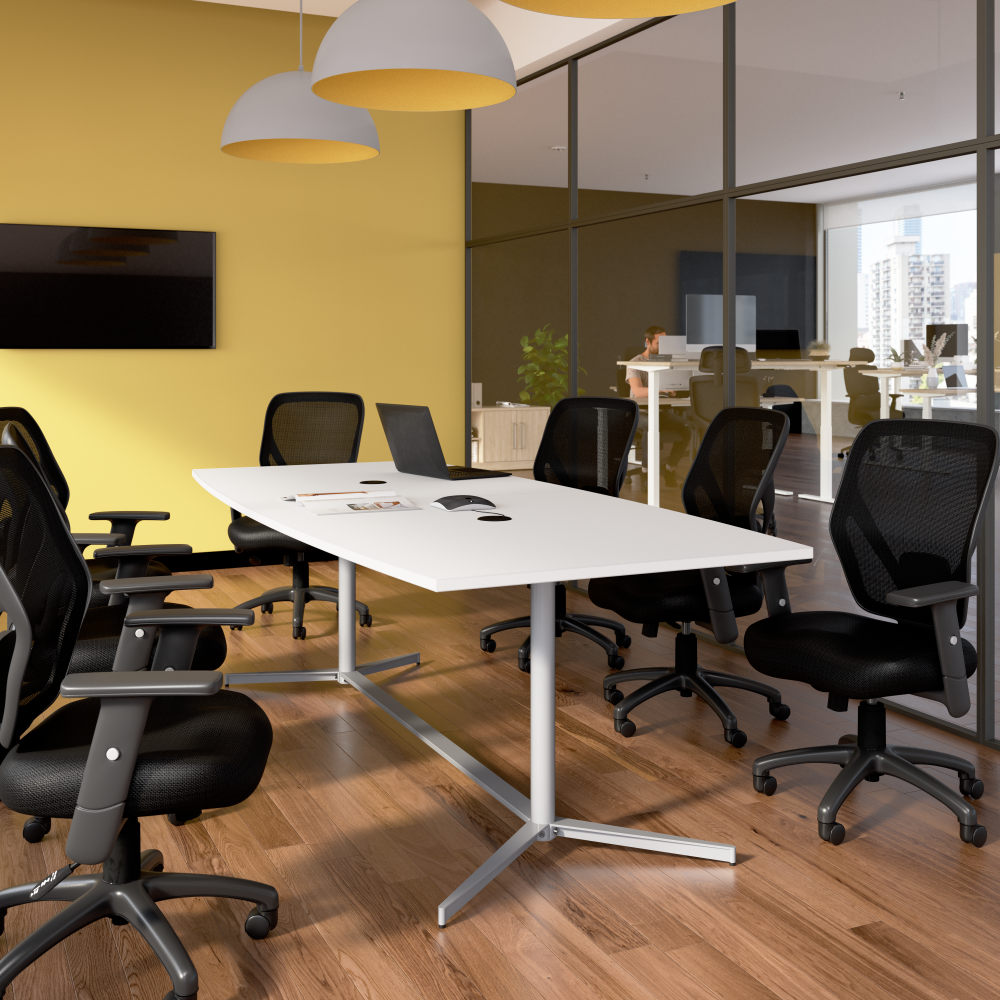 Shop Bush Business Furniture 96-inch Office Conference Table with Metal Base, Image 02, 99TBM96WHSVK, #color_white