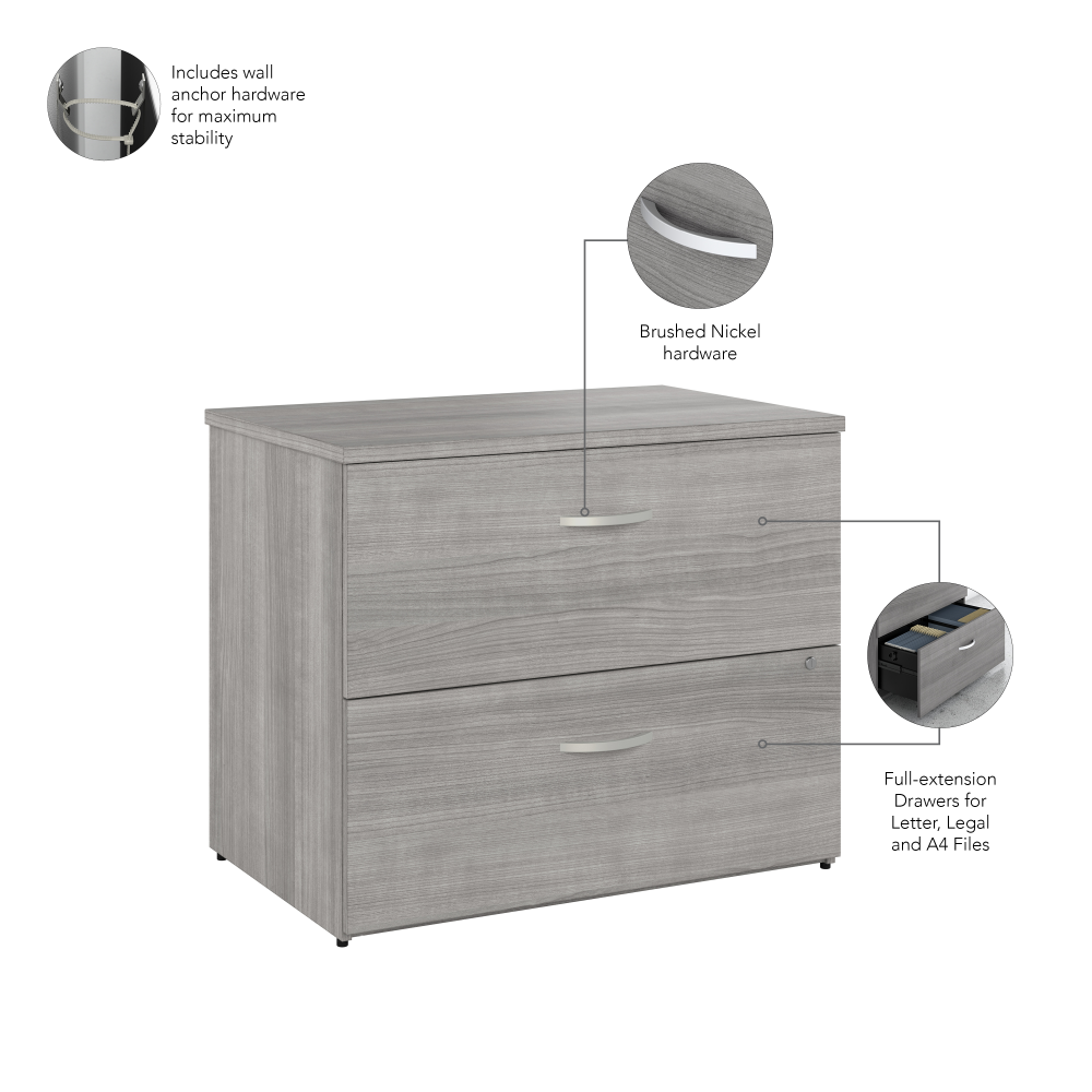 Shop Bush Business Furniture Hybrid 2 Drawer Lateral File Cabinet - Assembled, Image 07, HYF136PGSU-Z, #color_platinum gray