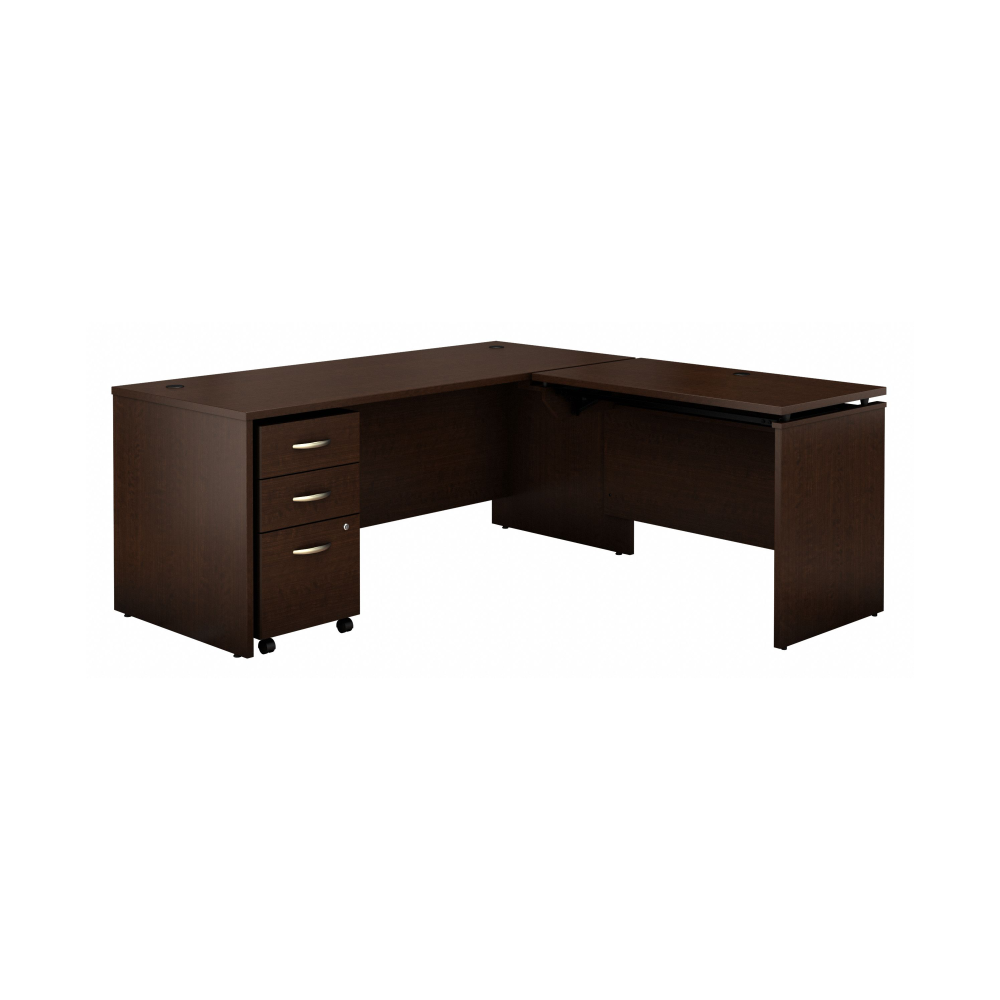 Shop Bush Business Furniture Series C 72W x 30D 3 Position Sit to Stand L Shaped Desk with Mobile File Cabinet, Image 03, SRC125MRSU, #color_mocha cherry