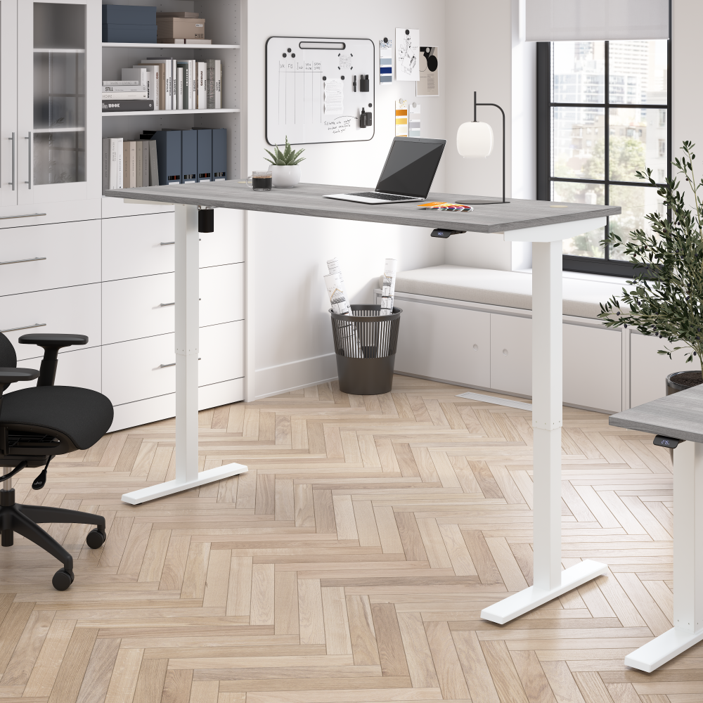 Shop Bush Business Furniture Move 40 Series 72W x 30D Electric Height Adjustable Standing Desk, Image 02, M4S7230PGWK, #color_platinum gray/white powder coat