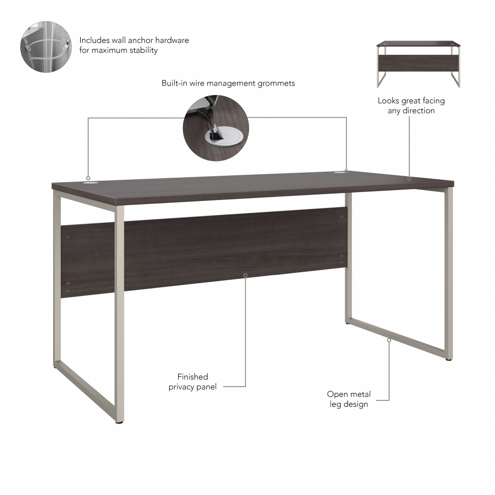 Shop Bush Business Furniture Hybrid 60W x 30D Computer Table Desk with Metal Legs, Image 08, HYD360SG, #color_storm gray