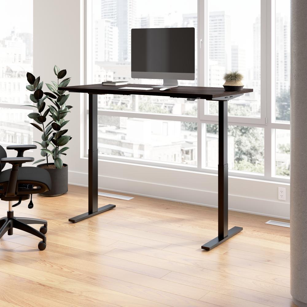 Shop Bush Business Furniture Move 60 Series 60W x 30D Electric Height Adjustable Standing Desk, Image 02, M6S6030BWBK, #color_black walnut/black powder coat
