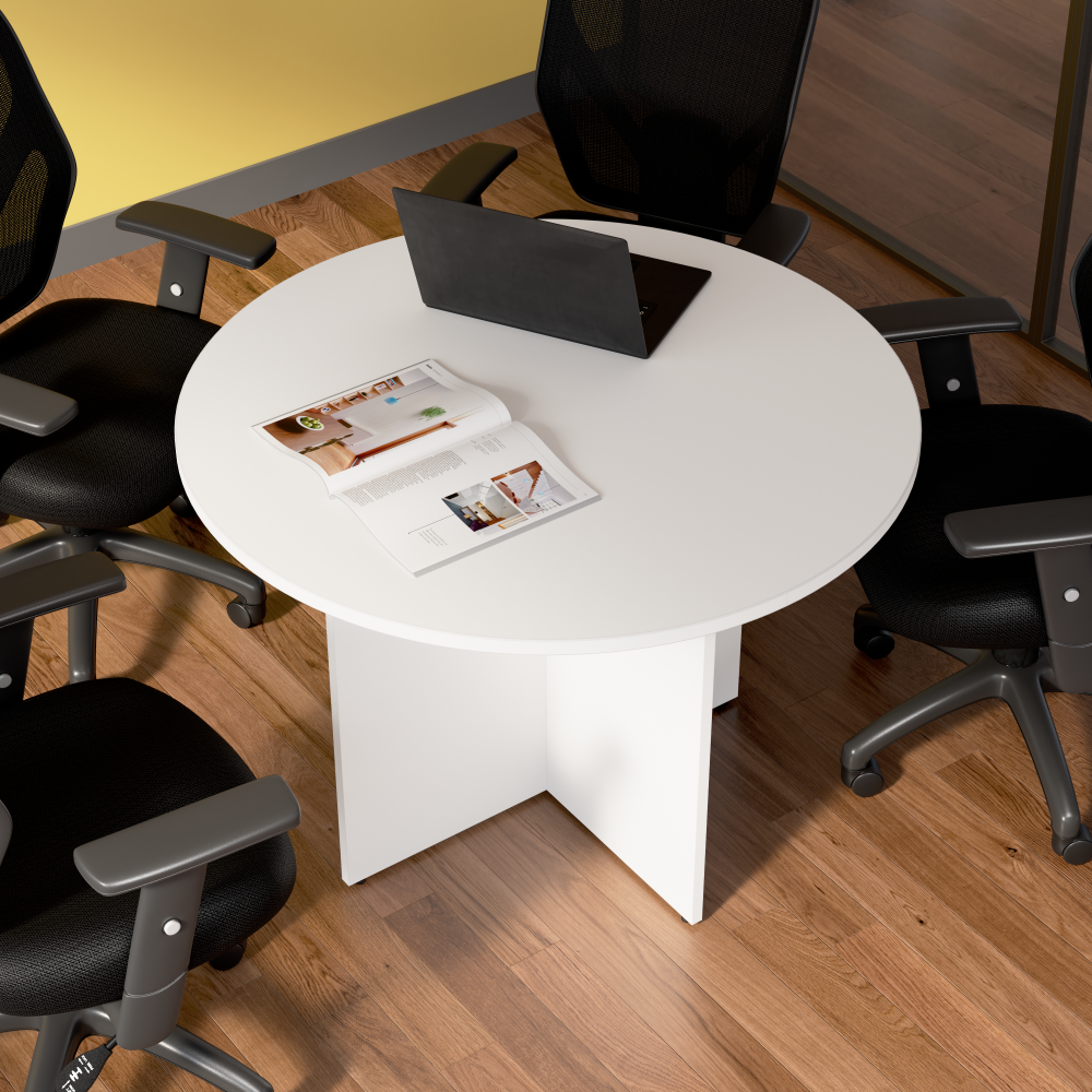 Shop Bush Business Furniture 42-inch Round Conference Table with Wood Base, Image 03, 99TB42RWH, #color_white
