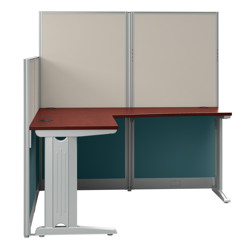 Shop Bush Business Furniture Office in an Hour 65W x 65D L Shaped Cubicle Desk, Image 03, WC36494-03K, #color_hansen cherry