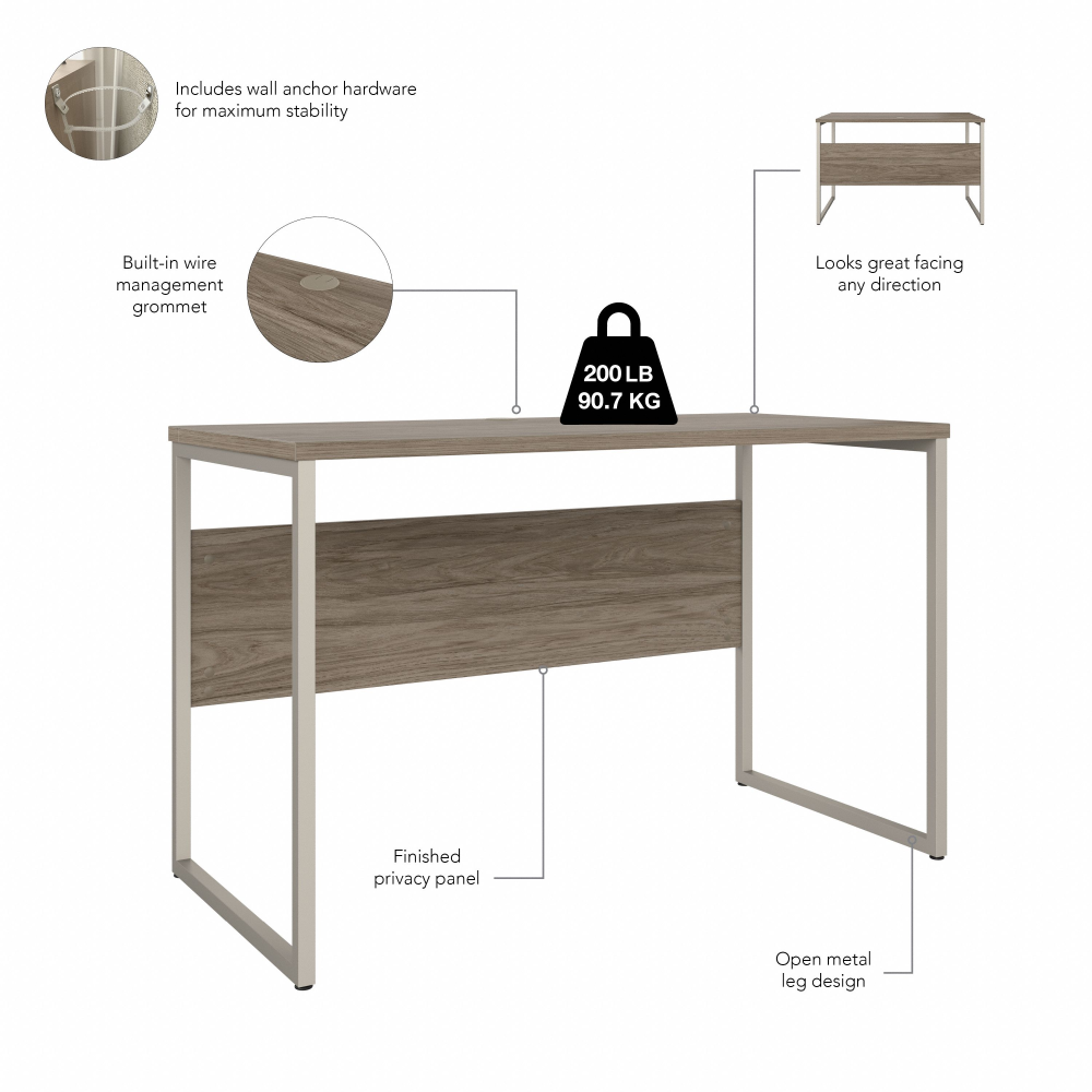 Shop Bush Business Furniture Hybrid 48W x 24D Computer Table Desk with Metal Legs, Image 07, HYD148MH, #color_modern hickory
